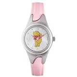 Disney Children's MC2282K Silver-Tone Winnie The Pooh Theme Sport Watch with Sunray Dial and Pink Resin Strap