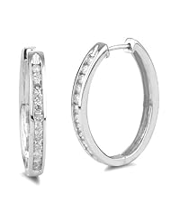 Womens 10k Gold Round-Cut Diamond Oval Shape Hoop Earrings (1 cttw, I-J Color, I2 Clarity)