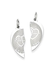 Sterling Silver 2 piece I Love You Disc Charm