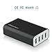 Power Adapter,Mopower 36 Watt/7.2A Portable 4 USB Desktop Charger Travel Charger with Auto Detect Technology for iPhone 6 5S 4S,iPad,Apple Watch,iPod,Samsung,LG and more Black