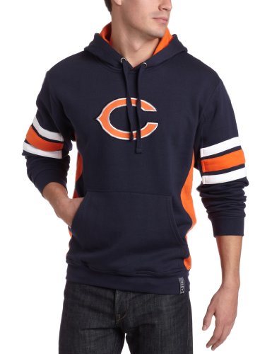NFL Men's Chicago Bears Passing Game II Long Sleeve Hooded Fleece Pullover (Navy/Dark Orange/White, X-Large)