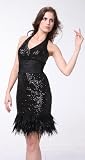 1250 HALTER ELEGANT SEQUINED SHORT COCKTAIL PROM DRESS