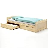 Funktionsbett Schubladenbett Kojenbett FRITZ, Kiefer massiv, natur lackiert