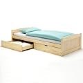 Funktionsbett Schubladenbett Kojenbett FRITZ, Kiefer massiv, natur lackiert