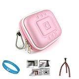 IMAGE OF Pink Durable Compact Digital Camera Carrying Case with Dual Zippered Opening and Removable Carbineer for Sony Cyber-shot DSC-TX5 Digital Camera + Universal Clear Screen Protector + Pink 6-inch Mini Tripod Stand with Flexible Grip Legs + SumacLife TM Wisdom Courage Wristband