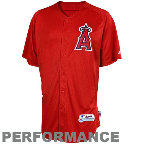 Majestic Los Angeles Angels of Anaheim Youth Batting Practice Performance Jersey - Red (Medium)