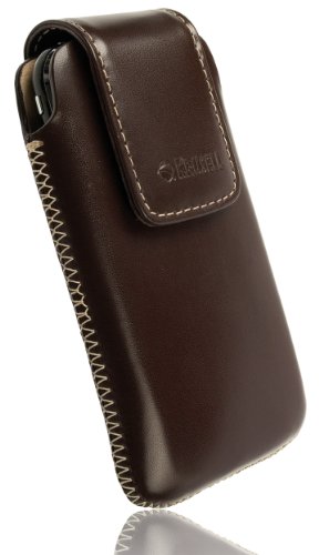 Krusell Vinga Leder Etui Tasche mit R&uuml;ckzugsfunktion f&uuml;r Samsung B3410 braun Preisvergleich