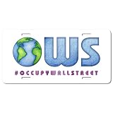 Hashtag Occupy Wall Street Global OWS WE ARE THE 99% on a Fiberglass License Plate