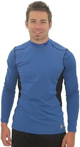 Nike Pro Combat Men's Hyperwarm Dri-Fit Mockneck Shirt Top Blue Size L