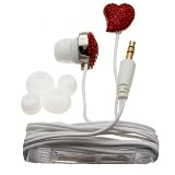 Nemo Digital NDF10112RE Crystal Pave Twisted Heart Earbud (Red with White Wires)