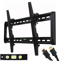 VideoSecu Tilt TV Wall Mount Bracket for Most 32- 65 LED LCD Plasma TV Flat Panel Screen Free HDMI Cable and Magnetic Bubble Level MF607B 1QH