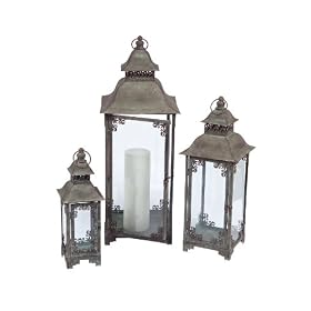 Melrose International Secret Enchanted Garden Metal and Glass Lantern, Set of 3 by Melrose International LLC