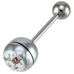 316 Surgical Stainless Steel Barbell - Blinker Flashing Tongue Ring Sold as a Pair