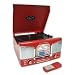 Inovalley Retro 03 N Red Retro Styled HiFi Music System, FM Radio, Vinyl Record Player & CD Player (model with MP3 USB recording & playback)