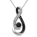 Sterling Silver Black and White Diamond Pendant Necklace (1/6 Cttw, I-J Color, I3 Clarity), 18"