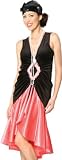 Cinema Secrets Coral Black 20s Flapper Dress Costume + Cloche Hat