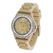 Geneva Platinum CZ Accented Silicone Watch, Small Face