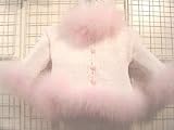 Ck35bpp, Baby Pink Chenille Inf Girls Cardigan Sweater, Hat Set Trimmed with Pink Mribou