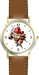 Pirate with Hook & Peg Leg and Patch over Eye Holding Sword - Pirate Theme - WATCHBUDDY&reg; DELUXE TWO-TONE THEME WATCH - Arabic Numbers - Brown Leather Strap-Children's Size-Small ( Boy's Size & Girl's Size )