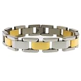 Stunning Stainless Steel Gold/Silver Men's Bracelet 8 Inch & 12mm Wide