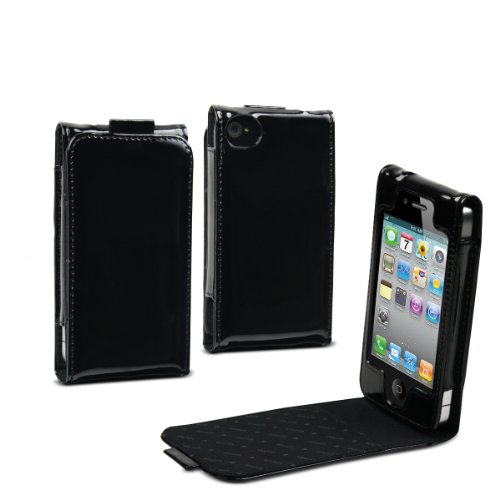 muvit Luxe Glossy Ledertasche f&uuml;r iPhone 4G schwarz Preisvergleich