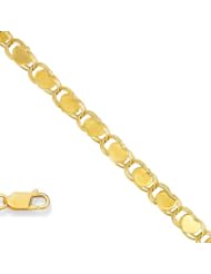 14k Solid Yellow Gold 3.3 mm (1/8 Inch) Heart Chain Anklet 10" w/ Lobster Claw Clasp