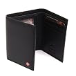 Alpine Swiss Mens Leather Trifold Wallet - Soft Superb Quality Lamb Skin Leather - Black Comes in a Gift Bag.