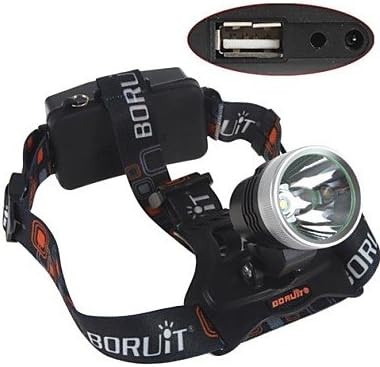 Lanmei Cycling 1200 Lumens 1x XM-L2 LED Adjustable Headlamp with Power Bank(2x18650 Black&amp;Silver)
