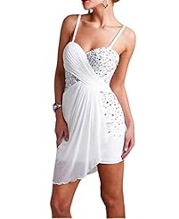 Cocktail Chiffon/Satin  Spaghetti Strap Evening Dress/Homecoming Dress/Bridesmaid Dress/Prom Dress/Party Dress/Wedding Dress/Mini Dress  With Rhinestones