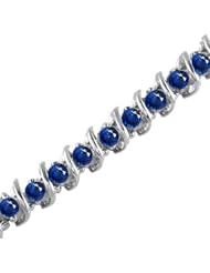 5 CT Blue Sapphire Bracelet 14K White Gold