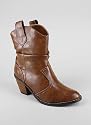 Slouchy Leatherette Low Western Boot