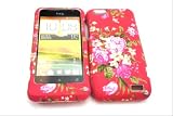 Designer Retro Shabby Chic Vintage Red Rose Htc One V Case Full Cover Front and Back