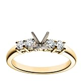 18k Yellow Gold Prong-Set Engagement Ring Setting with Round Sidestones (3/8 cttw)