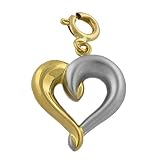 14k Two-Tone Gold Puffed Heart Charm