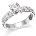 0, Choice of White or Yellow Round <#DIAMOND0.FormatedLab#> Diamond Solitaire Engagement Ring ( ct, H Color, SI1 Clarity, Cut)