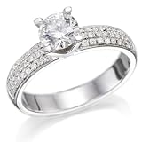 1 1/2 ct, E Color, VS2 Clarity, Certified, Round Cut, Diamond Engagement Ring in Platinum