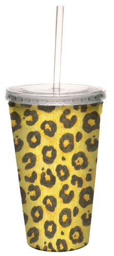 Tree-Free GreetingsLeopard Spots by Debbie Mumm Artful Traveler Double-Walled Acrylic Cool Cup with Reusable Straw, 16-Ounce