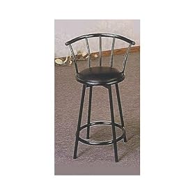 Set Of 2 24h Bar Stool In Satin Black Finish Metal With Swivel Seat And Back by AtHomeMart