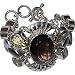 Link Charm Bracelet Sterling Silver Multi Gemstones 7 Inches