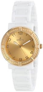 Invicta Women's 14895 Ceramics Gold Dial White Ceramic Watch