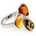 Christmas Special Sale Sterling Silver Multi Amber Teardrop Ring