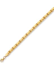 7.25" 14K Yellow Gold 5.15mm (1/5") Polished Textutred Basket Weaved Like Fancy Bracelet w/ Pear Shape Clasp