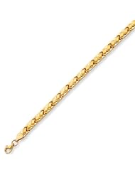 14K Yellow Gold 7.25" 5.15mm Polish Textutred Basket Weaved Like Fancy Bracelet With Pear Shape Clasp