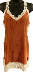 Bebe Shirt Top Tank Romantic Lace Trim Pintuck Silk M