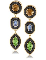 KARA by Kara Ross Inset Crystal Resin, Ebony Resin with Gold and Crystals Clip On Earrings