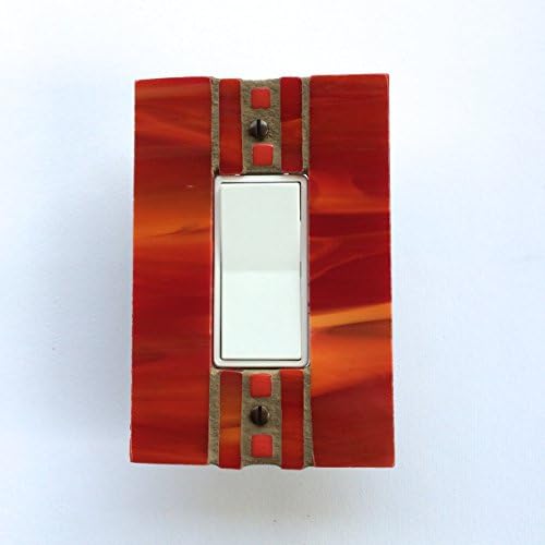 Red and Orange Stained Glass, Light Switch Cover, Decorative Switchplate, Glass Wall Plate, Rectangle Dimmer, Outet Cover, Glass Art, 8262