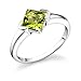 1.75 Carats Princess Cut Genuine Peridot Sterling Silver Rhodium Finish Ring