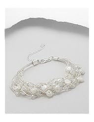 Japanese silk cord Fresh Water Pearls Bracelet In Zinc