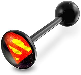 Flat Top Logo with 14Gx5/8(1.6x16mm) Flexible Barbell with 6mm Ball Tongue Piericng jewelry.
