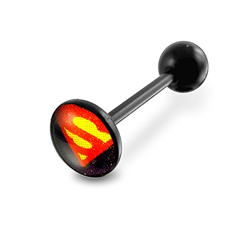 Flat Top Logo with 14Gx5/8(1.6x16mm) Flexible Barbell with 6mm Ball Tongue Piericng jewelry.